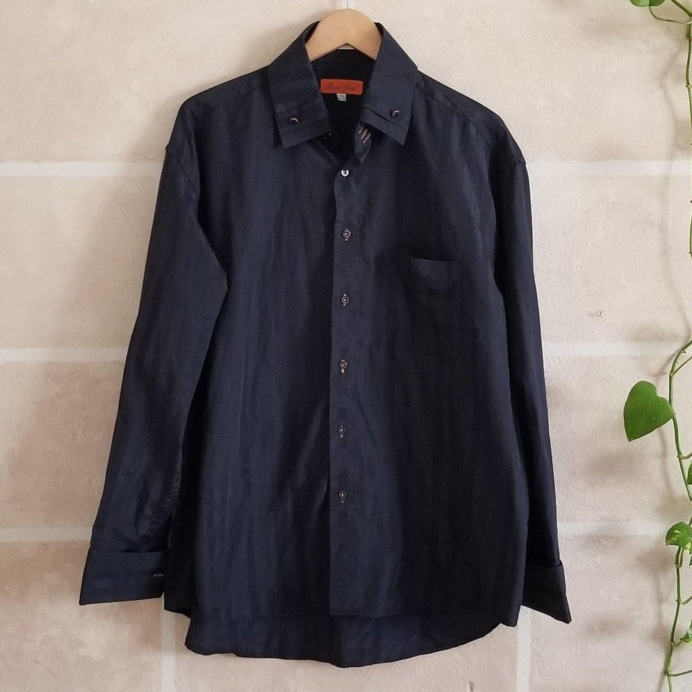 Bruno Conte Blue Dress Shirt French Cuff Size 17